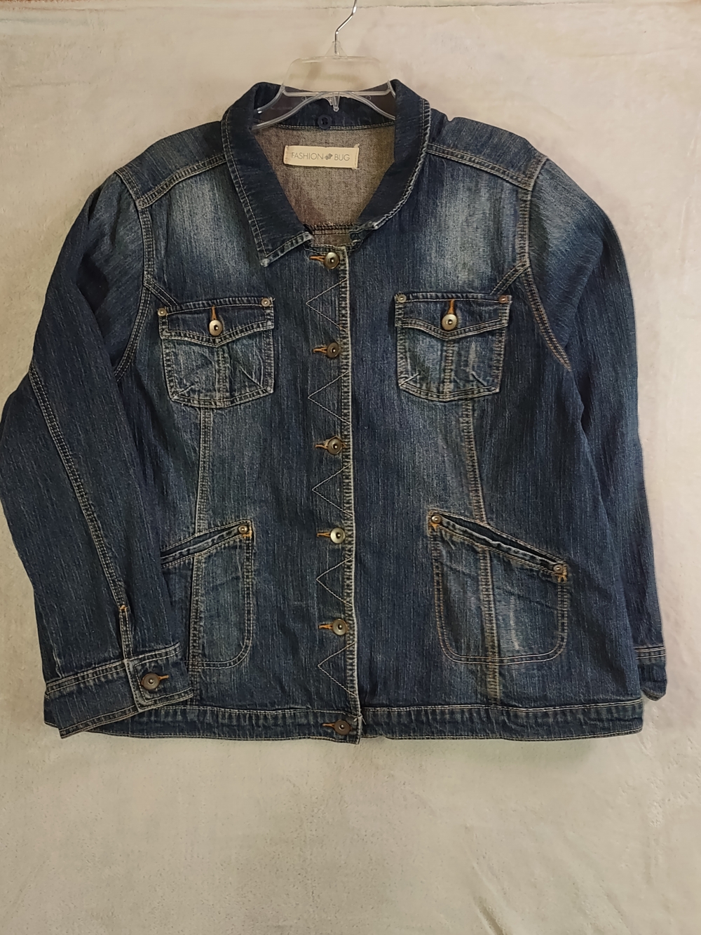 Vintage Fashion Bug Blue Washed Denim Button Jacket